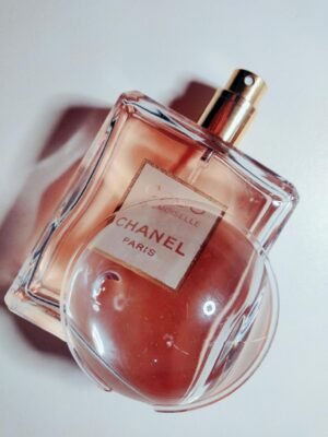 Chanel Paris perfume bottle showcasing luxury design and elegance.
